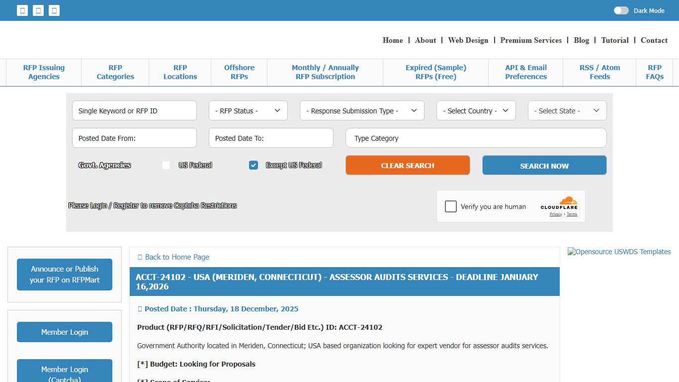 USA (Meriden, Connecticut) - Assessor Audits Services - Deadline January 16,2026, Auditing, Finance and Accounting RFP USA , Auditing, Finance and Accounting RFP Connecticut